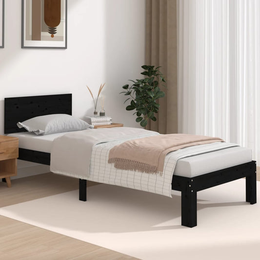 Bedframe massief hout zwart 75x190 cm is nu te koop bij PeponiXL, paradijselijk wonen!