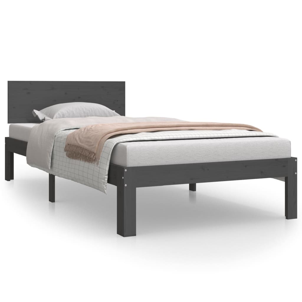 Bedframe massief grenenhout grijs 90x200 cm is nu te koop bij PeponiXL, paradijselijk wonen!