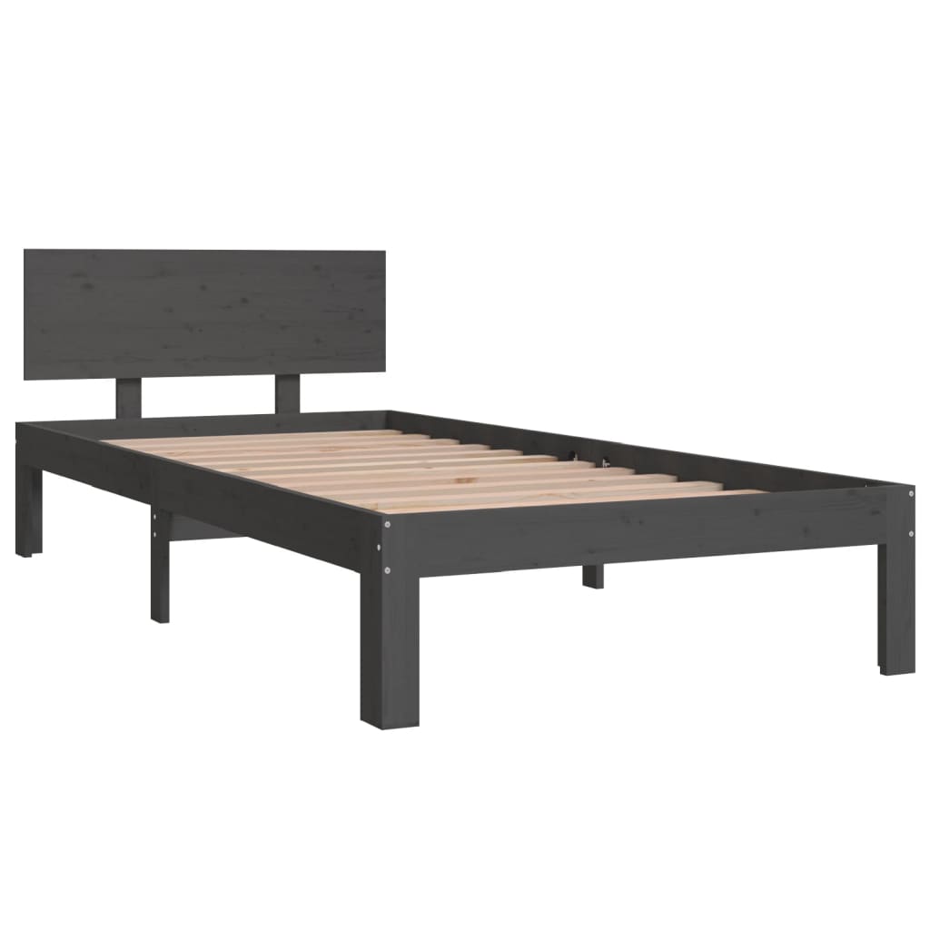 Bedframe massief grenenhout grijs 90x200 cm is nu te koop bij PeponiXL, paradijselijk wonen!