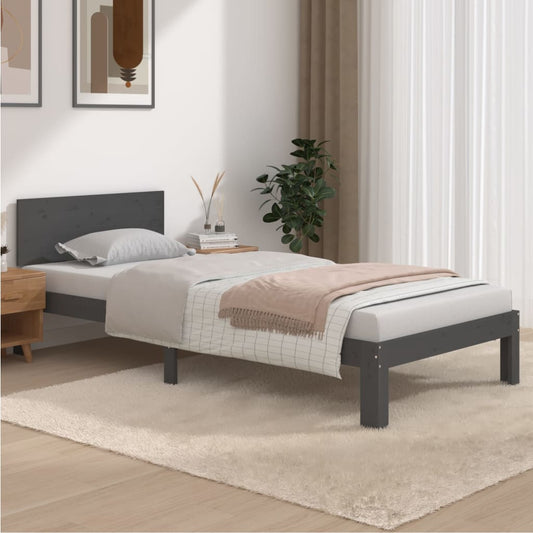 Bedframe massief grenenhout grijs 90x200 cm is nu te koop bij PeponiXL, paradijselijk wonen!
