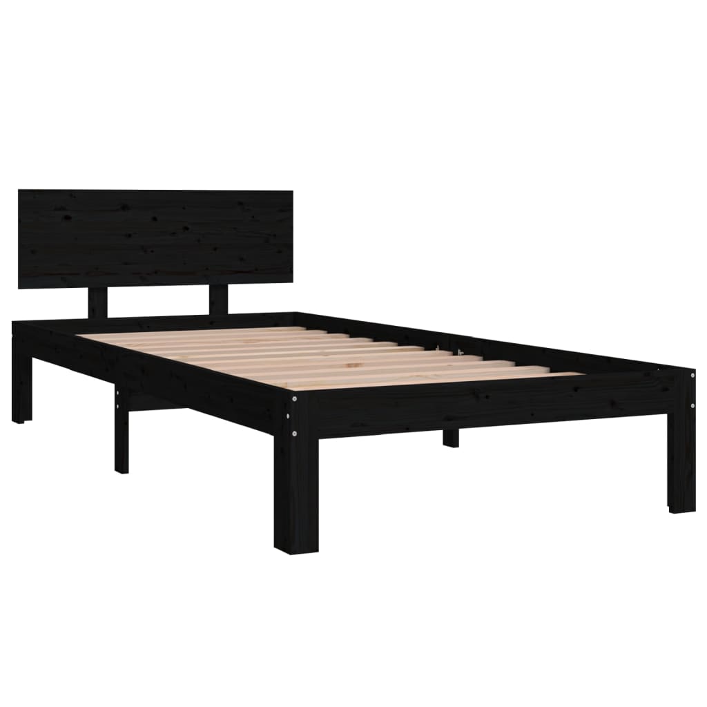 Bedframe massief grenenhout zwart 90x200 cm is nu te koop bij PeponiXL, paradijselijk wonen!