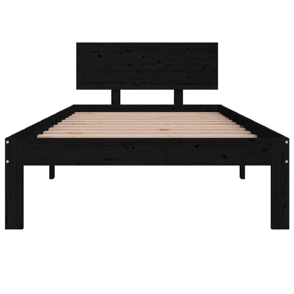 Bedframe massief grenenhout zwart 90x200 cm is nu te koop bij PeponiXL, paradijselijk wonen!