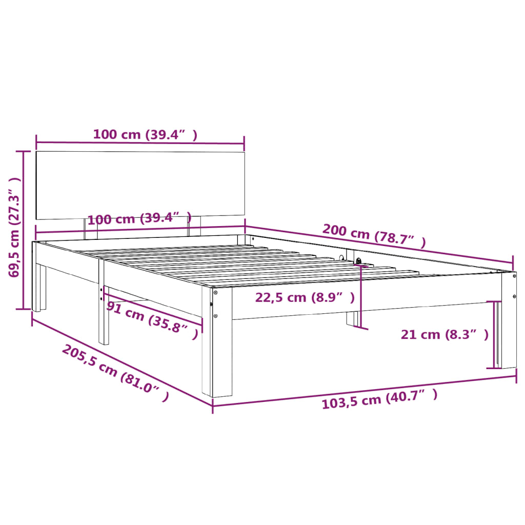 Bedframe massief grenenhout wit 100x200 cm is nu te koop bij PeponiXL, paradijselijk wonen!