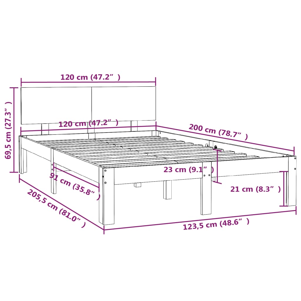 Bedframe massief grenenhout wit 120x200 cm is nu te koop bij PeponiXL, paradijselijk wonen!
