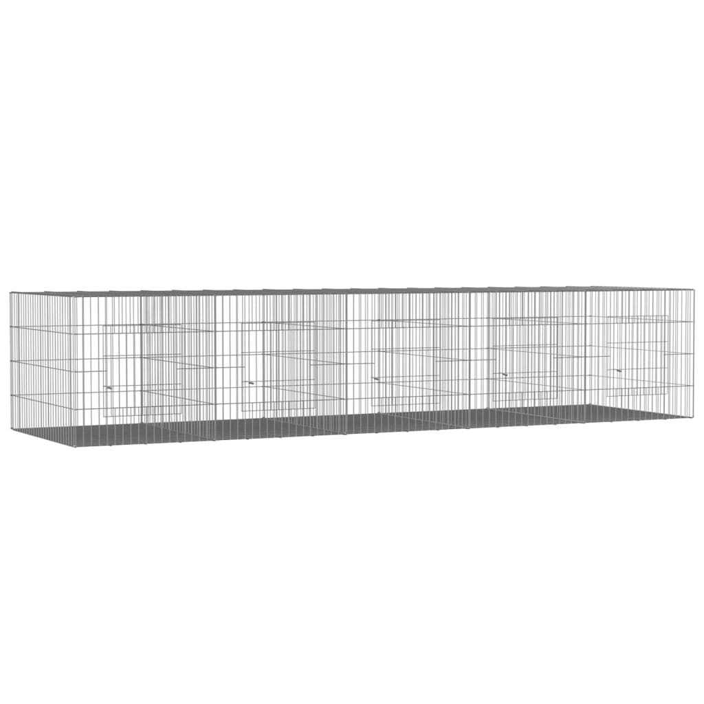 Konijnenkooi met 5 panelen 273x79x54 cm gegalvaniseerd ijzer is nu te koop bij PeponiXL, paradijselijk wonen!