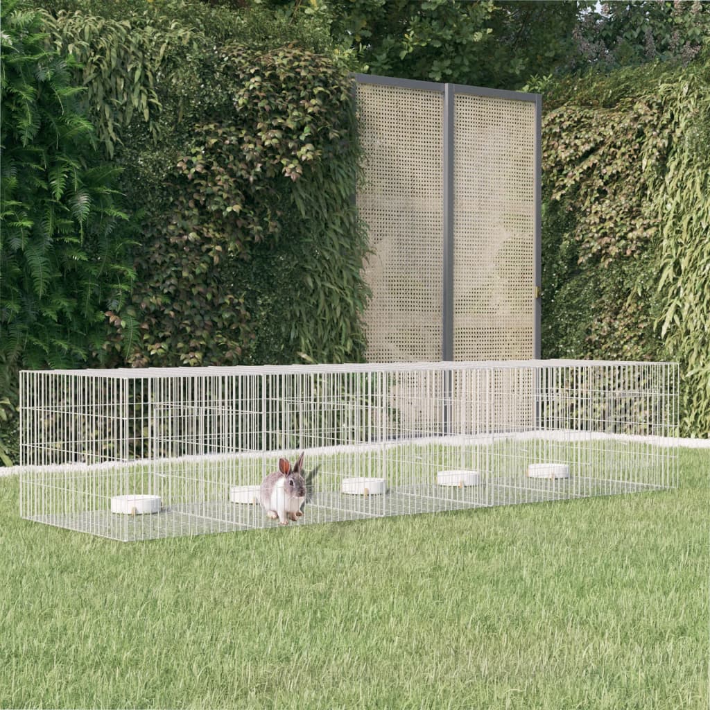 Konijnenkooi met 5 panelen 273x79x54 cm gegalvaniseerd ijzer is nu te koop bij PeponiXL, paradijselijk wonen!