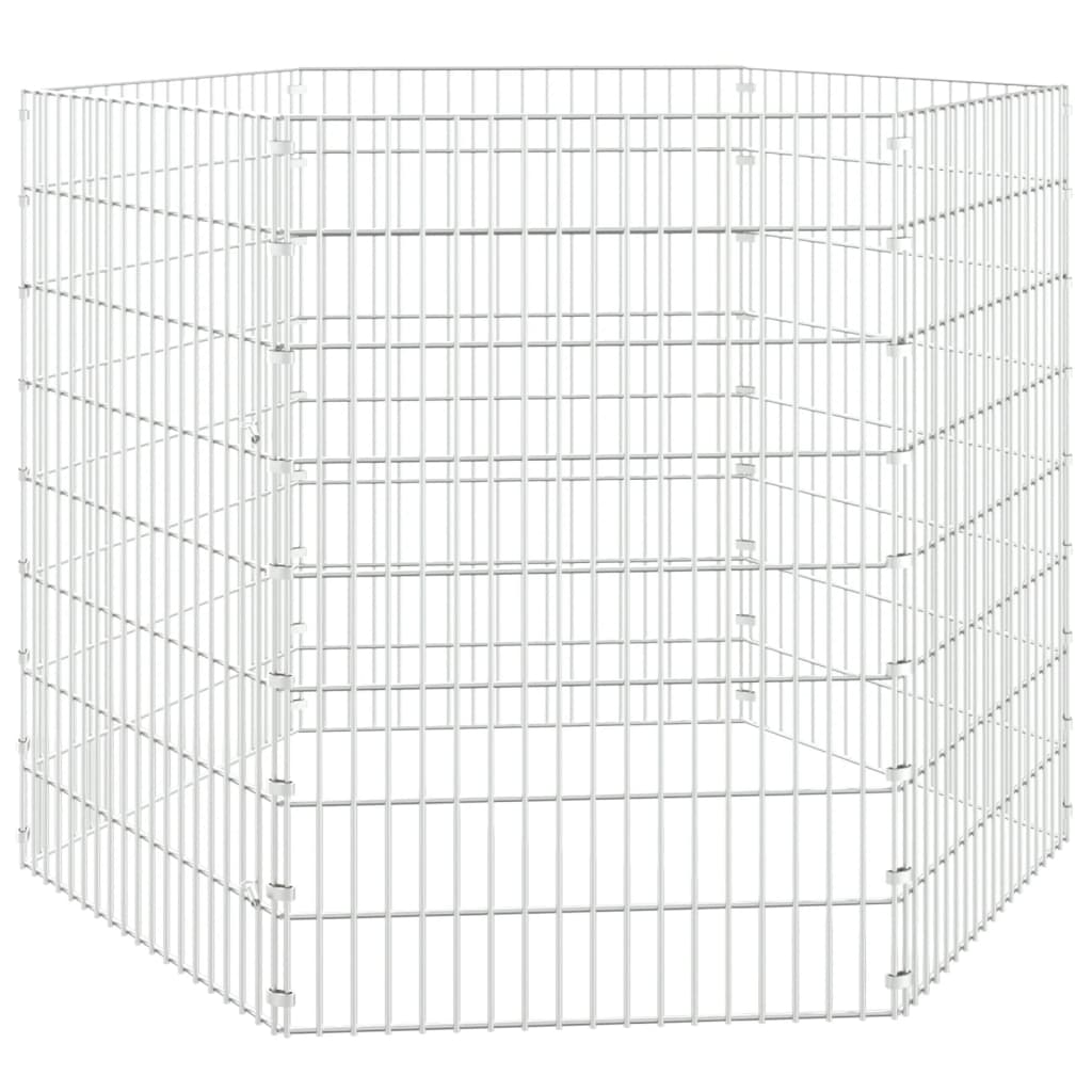 Dierenverblijf 6 panelen 54x80 cm gegalvaniseerd ijzer is nu te koop bij PeponiXL, paradijselijk wonen!