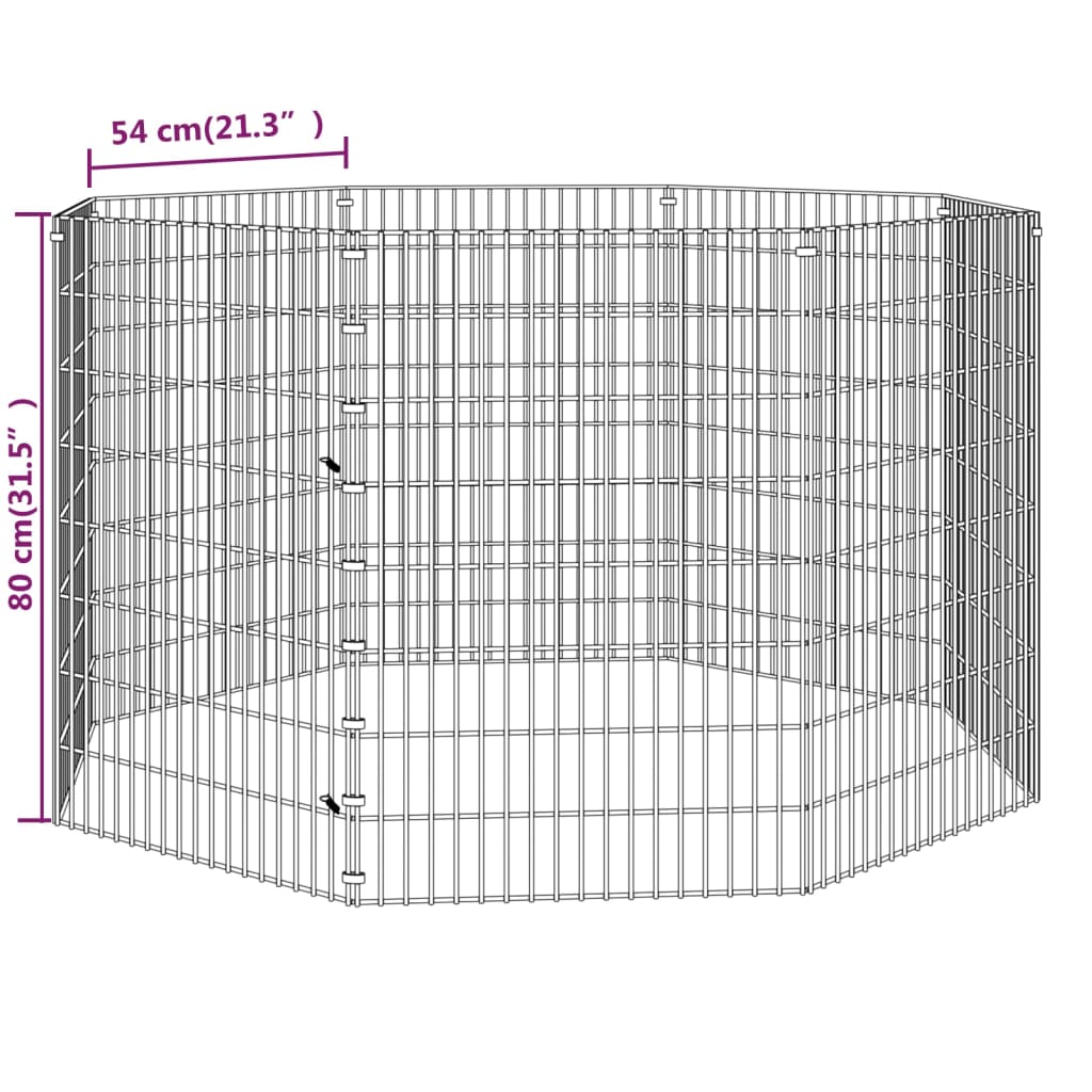 Dierenverblijf 8 panelen 54x80 cm gegalvaniseerd ijzer is nu te koop bij PeponiXL, paradijselijk wonen!