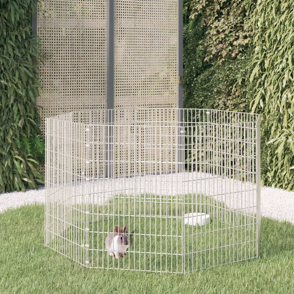 Dierenverblijf 8 panelen 54x80 cm gegalvaniseerd ijzer is nu te koop bij PeponiXL, paradijselijk wonen!