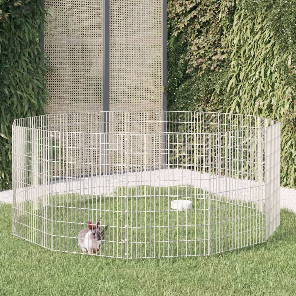 Dierenverblijf 12 panelen 54x80 cm gegalvaniseerd ijzer is nu te koop bij PeponiXL, paradijselijk wonen!