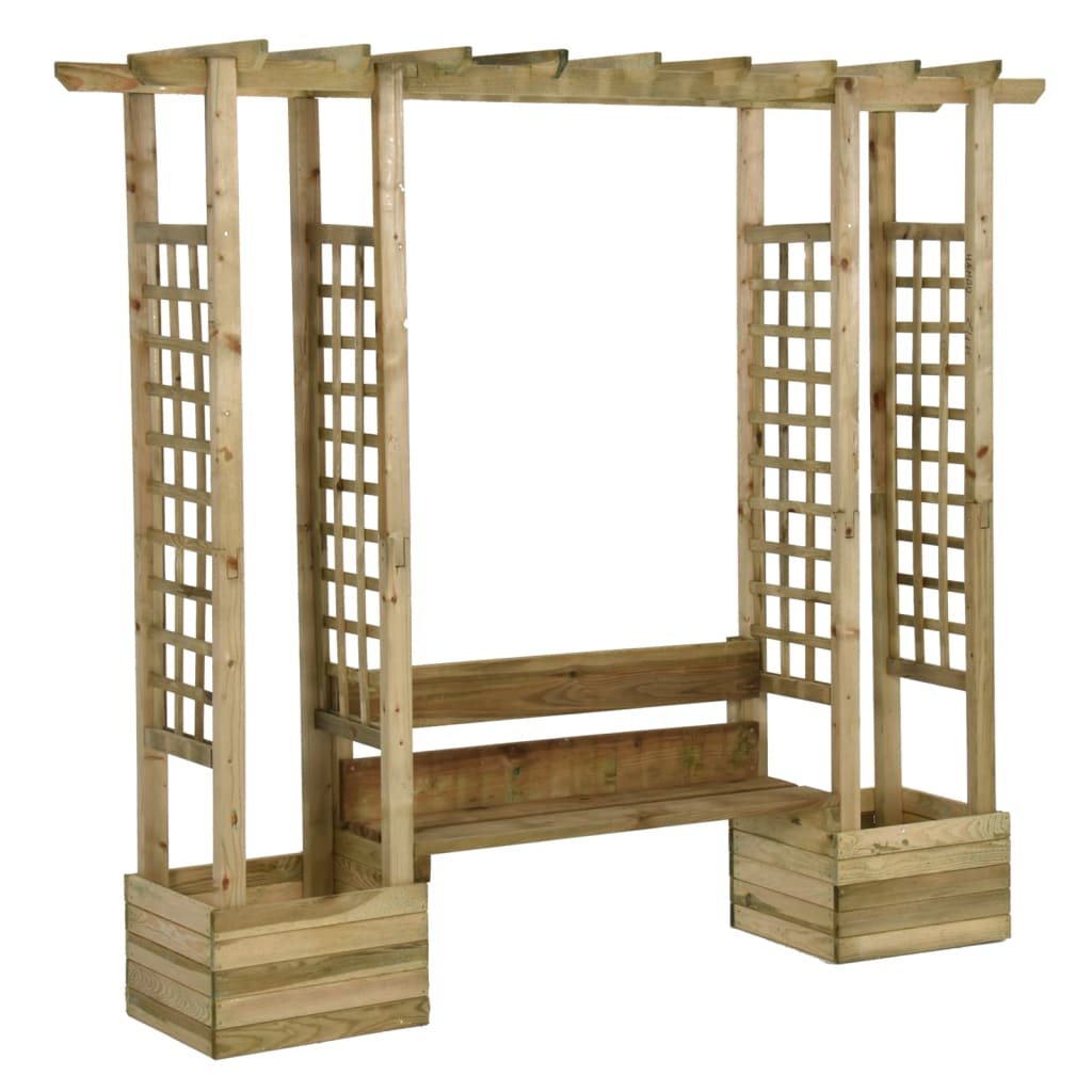Pergola met bank en plantenbakken geïmpregneerd grenenhout is nu te koop bij PeponiXL, paradijselijk wonen!