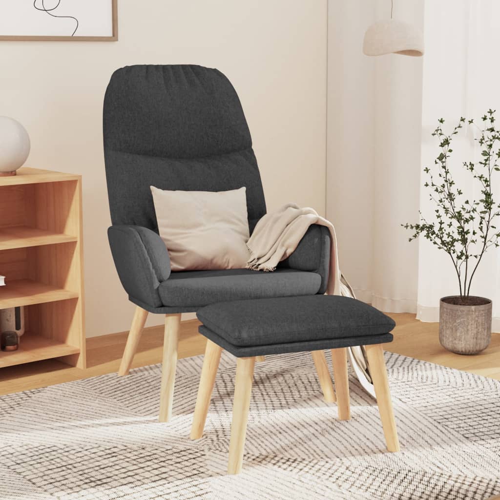 Relaxstoel met voetenbank stof donkergrijs is nu te koop bij PeponiXL, paradijselijk wonen!