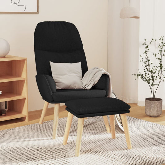Relaxstoel met voetenbank stof zwart is nu te koop bij PeponiXL, paradijselijk wonen!