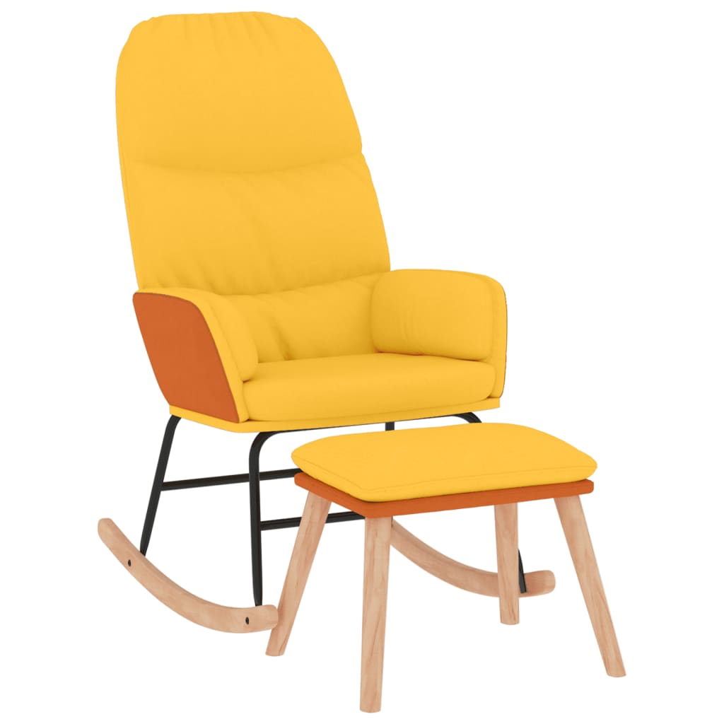 Schommelstoel met voetenbank stof mosterdgeel is nu te koop bij PeponiXL, paradijselijk wonen!