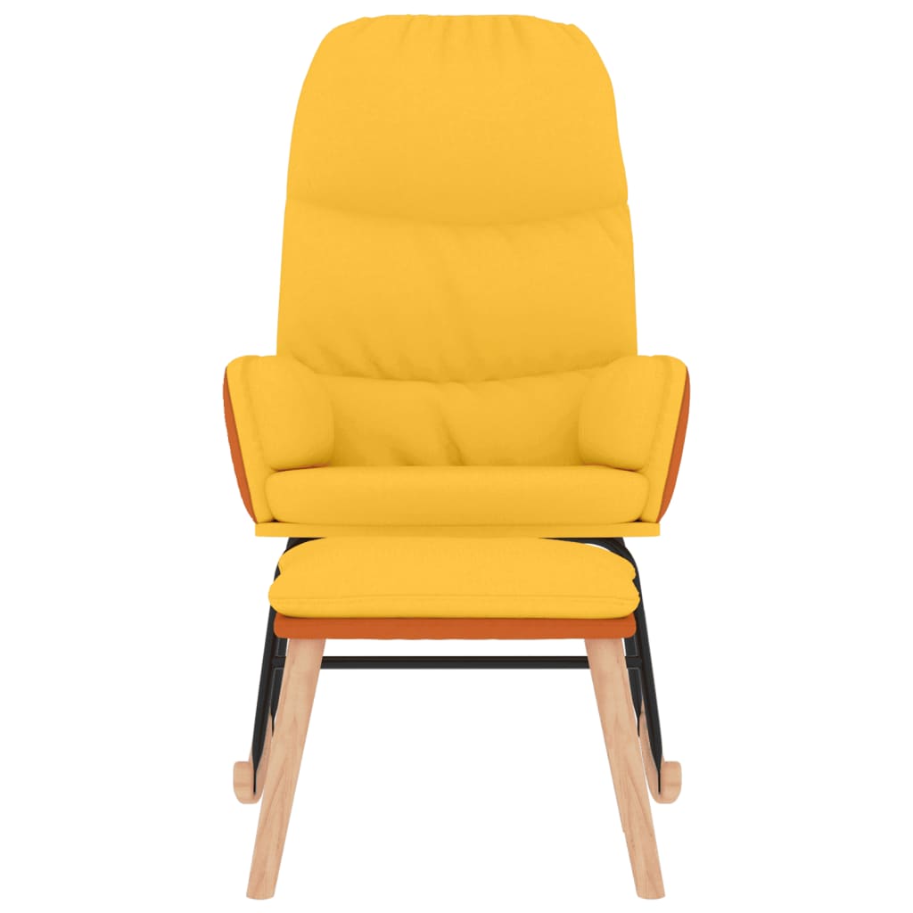 Schommelstoel met voetenbank stof mosterdgeel is nu te koop bij PeponiXL, paradijselijk wonen!