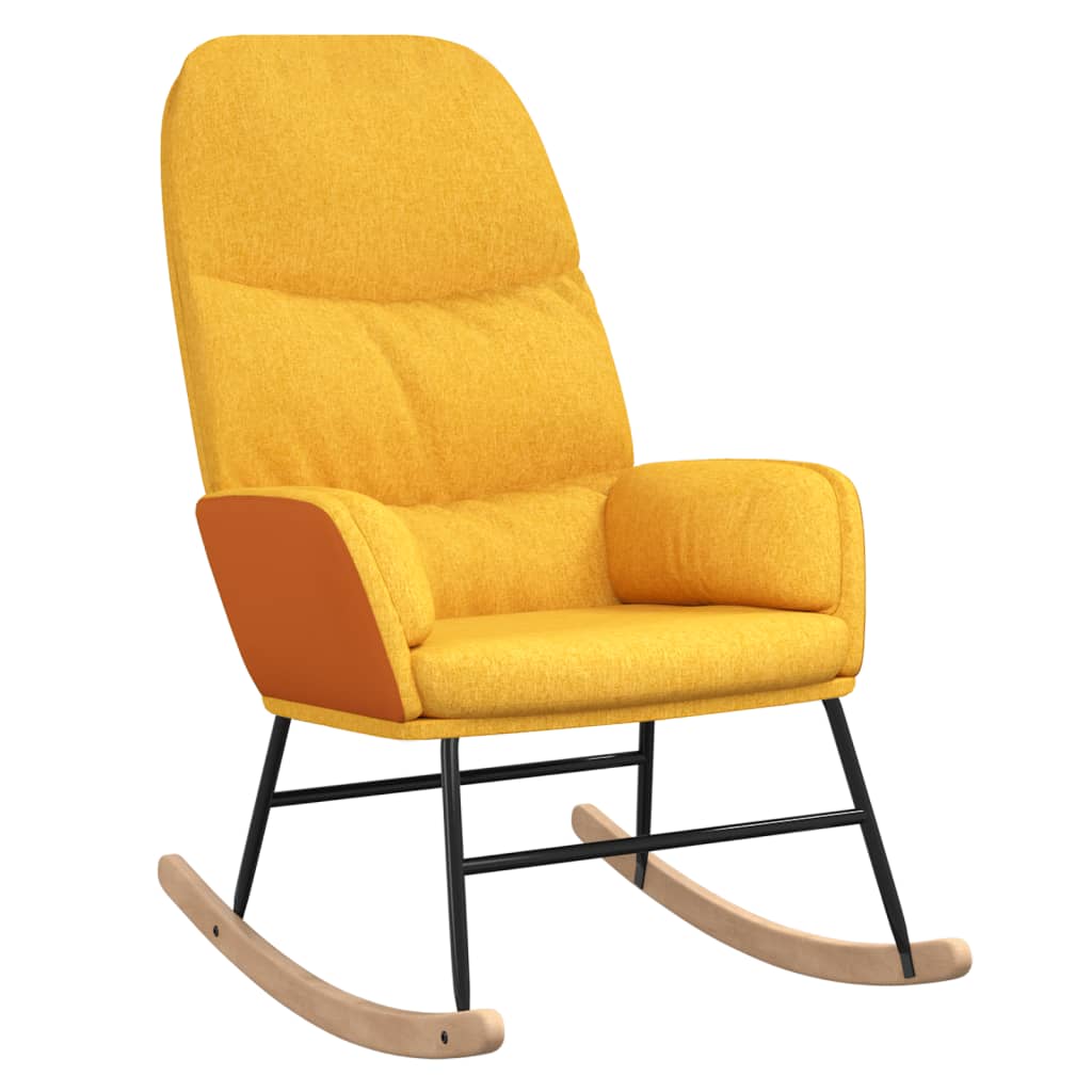Schommelstoel met voetenbank stof mosterdgeel is nu te koop bij PeponiXL, paradijselijk wonen!