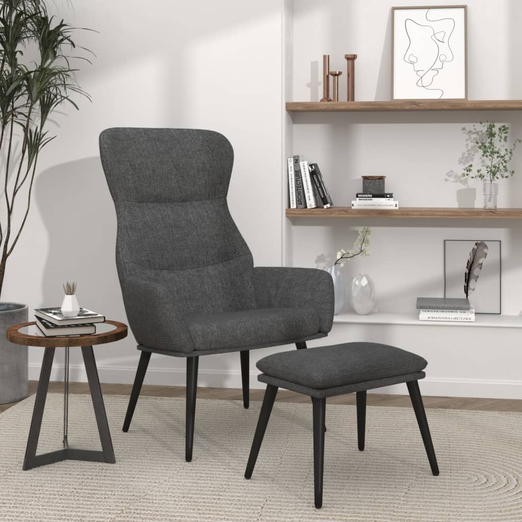 Relaxstoel met voetenbank stof donkergrijs is nu te koop bij PeponiXL, paradijselijk wonen!