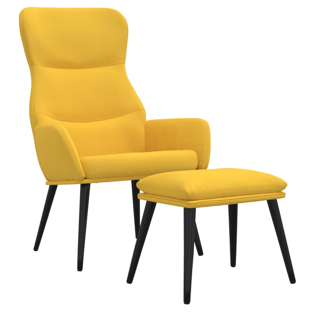 Relaxstoel met voetenbank stof mosterdgeel is nu te koop bij PeponiXL, paradijselijk wonen!