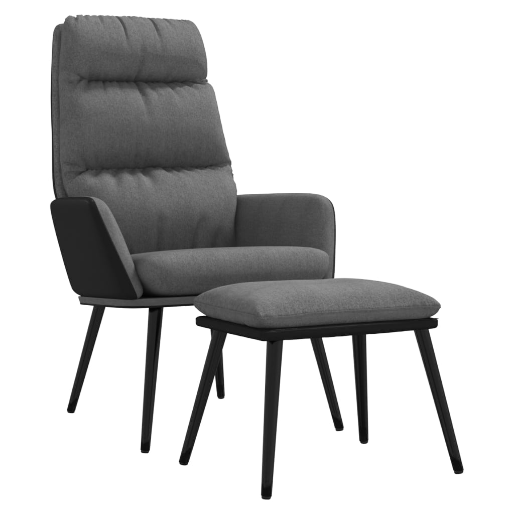 Relaxstoel met voetenbank stof en kunstleer lichtgrijs is nu te koop bij PeponiXL, paradijselijk wonen!