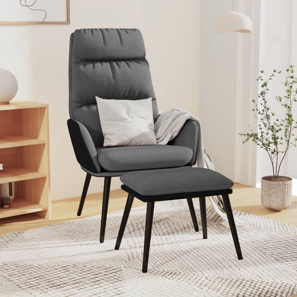 Relaxstoel met voetenbank stof en kunstleer lichtgrijs is nu te koop bij PeponiXL, paradijselijk wonen!