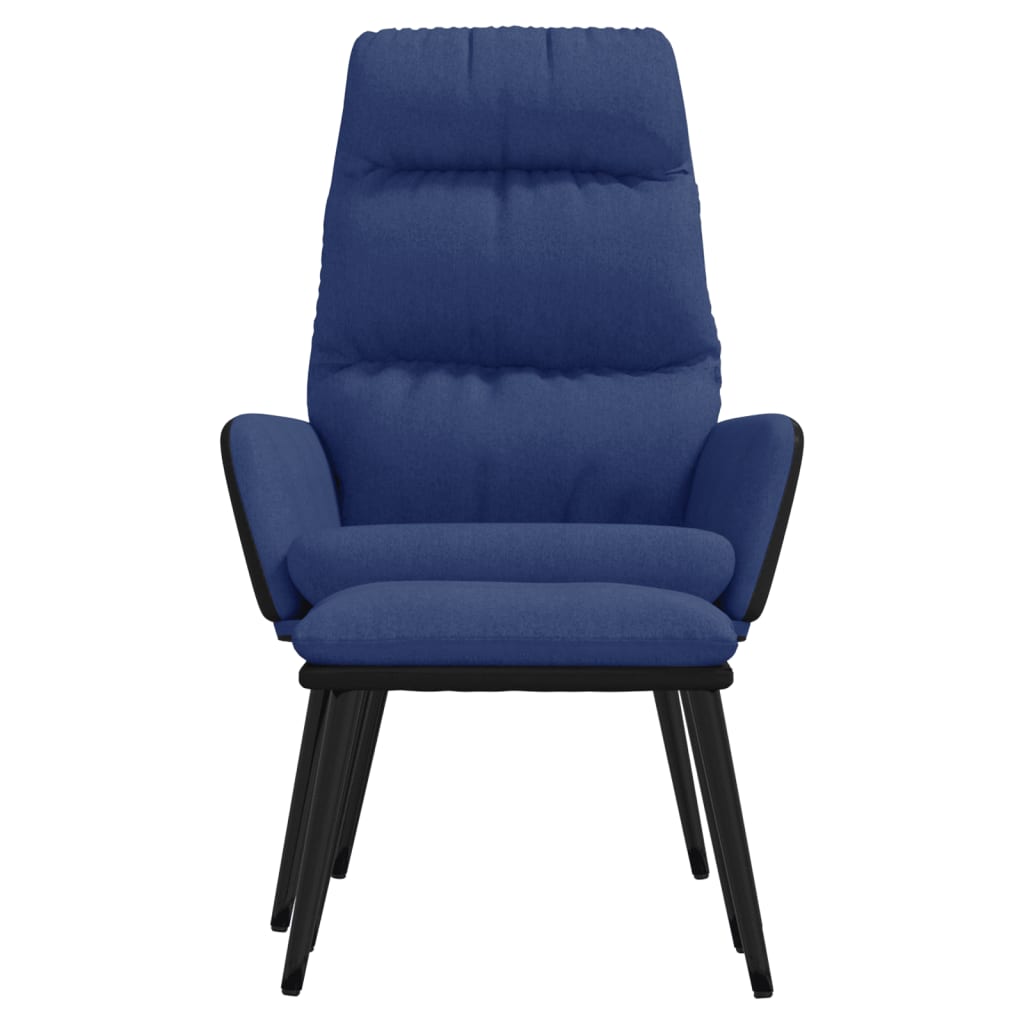 Relaxstoel met voetenbank stof en kunstleer blauw