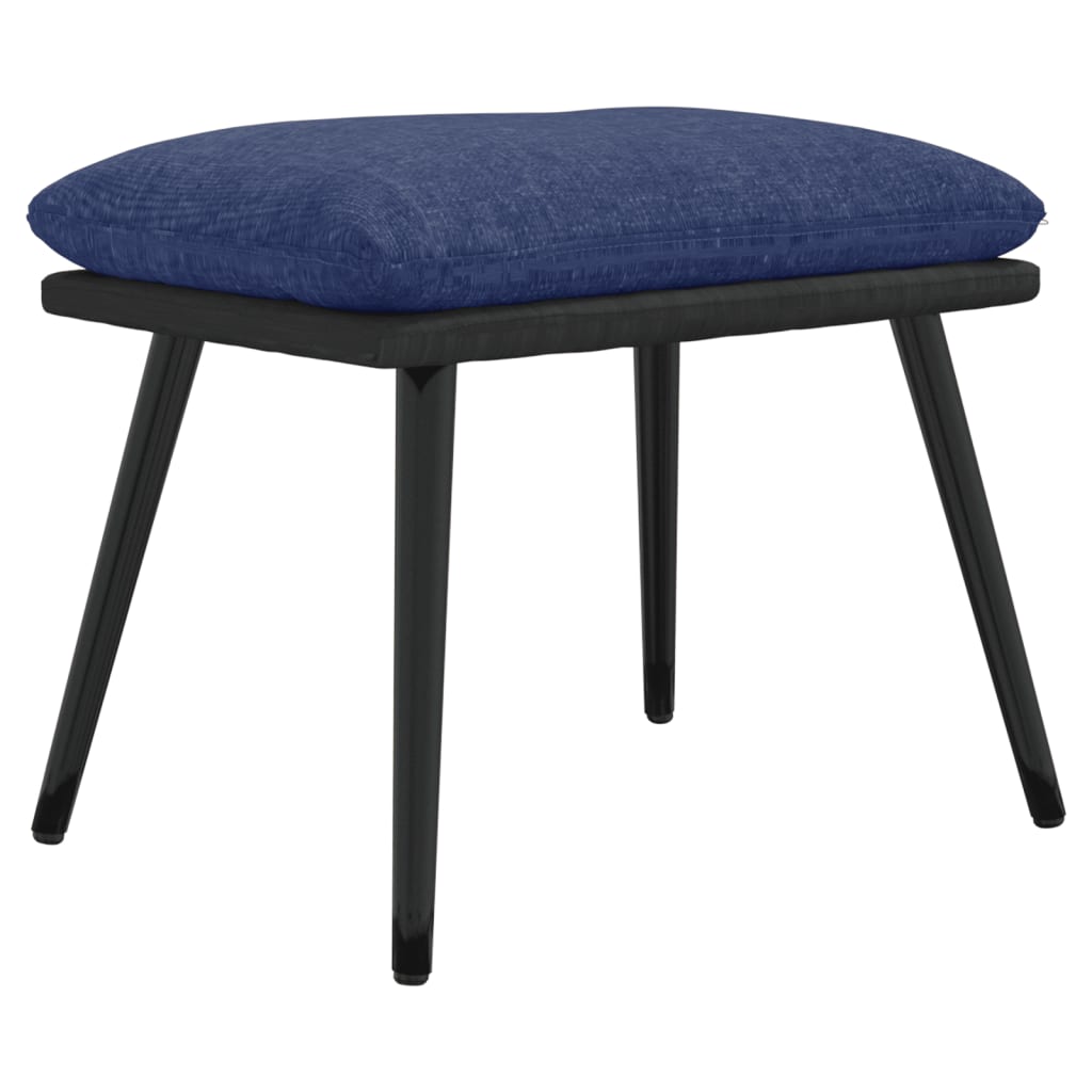 Relaxstoel met voetenbank stof en kunstleer blauw