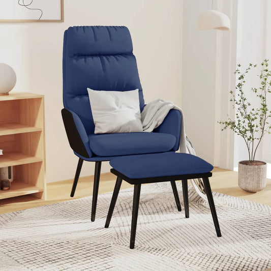 Relaxstoel met voetenbank stof en kunstleer blauw is nu te koop bij PeponiXL, paradijselijk wonen!