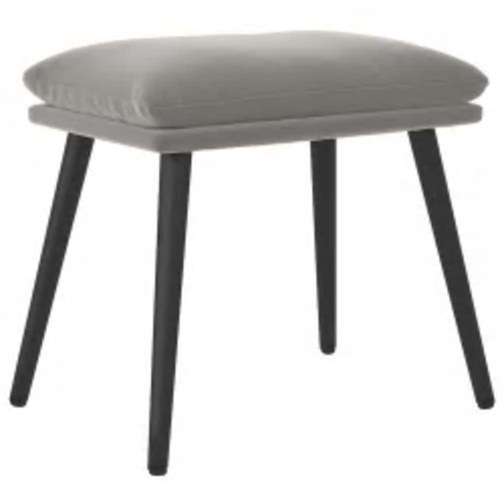Relaxstoel met voetenbank fluweel lichtgrijs is nu te koop bij PeponiXL, paradijselijk wonen!
