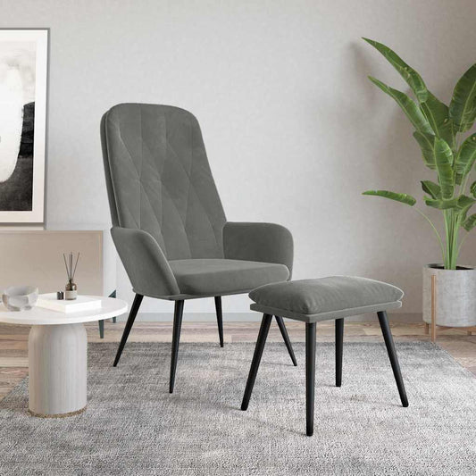 Relaxstoel met voetenbank fluweel donkergrijs is nu te koop bij PeponiXL, paradijselijk wonen!