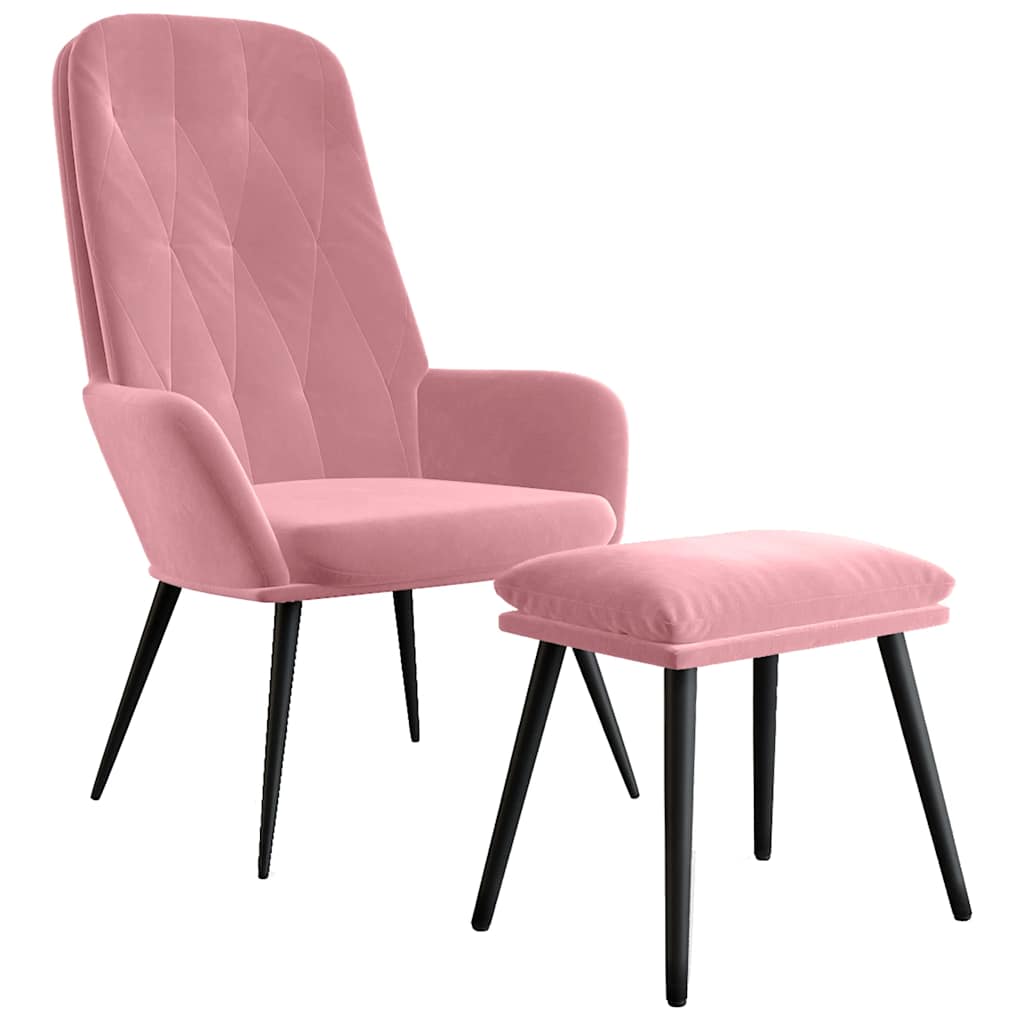 Relaxstoel met voetenbank fluweel roze is nu te koop bij PeponiXL, paradijselijk wonen!