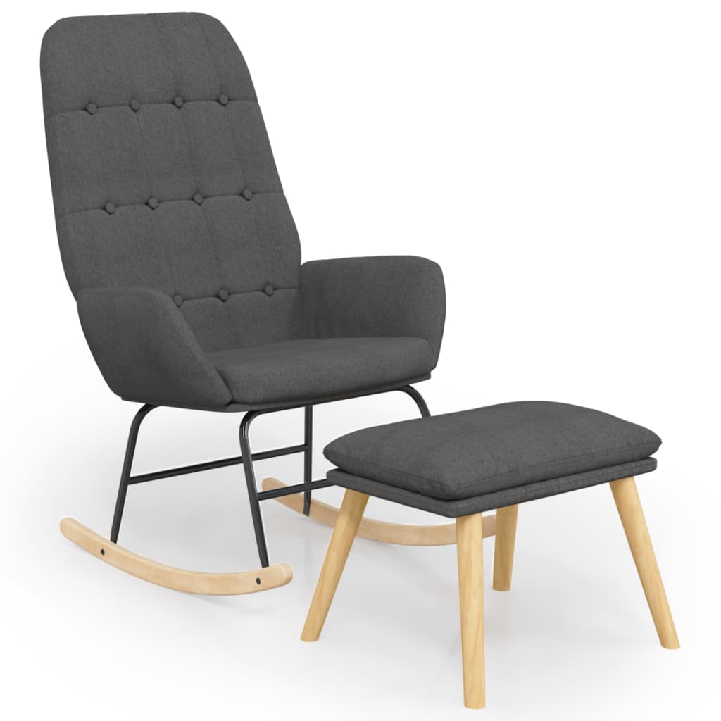 Schommelstoel met voetenbank stof donkergrijs is nu te koop bij PeponiXL, paradijselijk wonen!