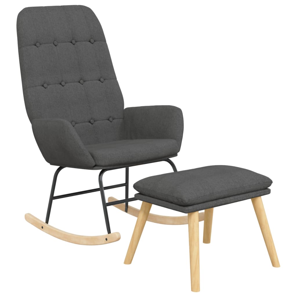 Schommelstoel met voetenbank stof donkergrijs is nu te koop bij PeponiXL, paradijselijk wonen!