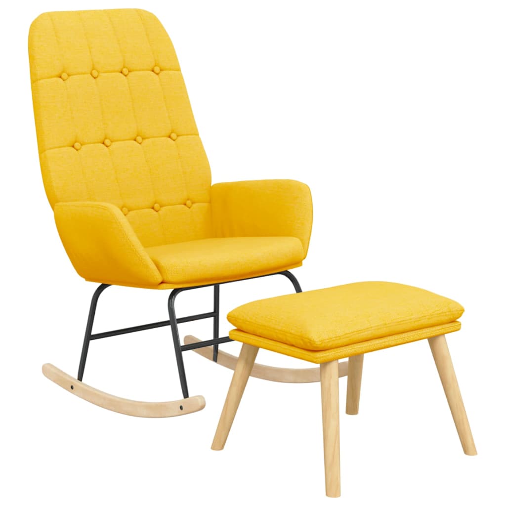 Schommelstoel met voetenbank stof mosterdgeel is nu te koop bij PeponiXL, paradijselijk wonen!