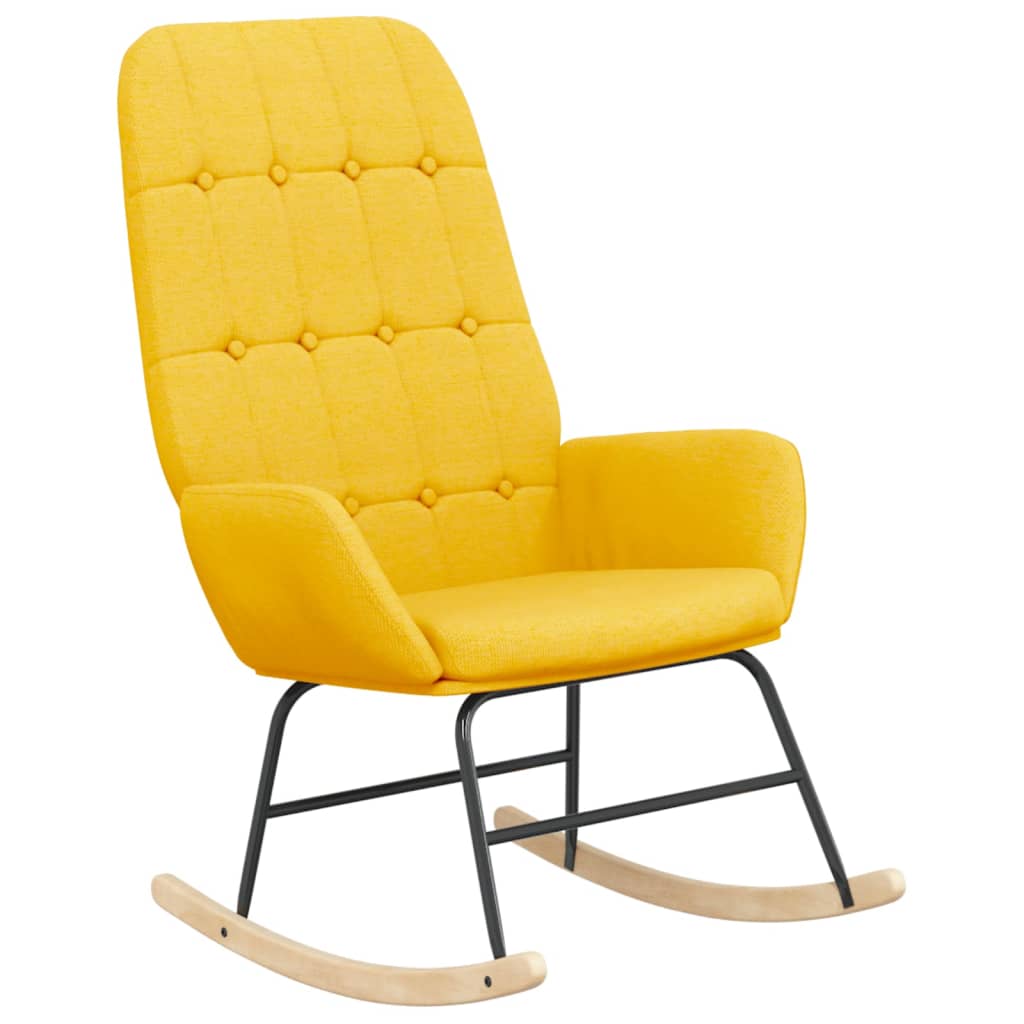 Schommelstoel met voetenbank stof mosterdgeel is nu te koop bij PeponiXL, paradijselijk wonen!