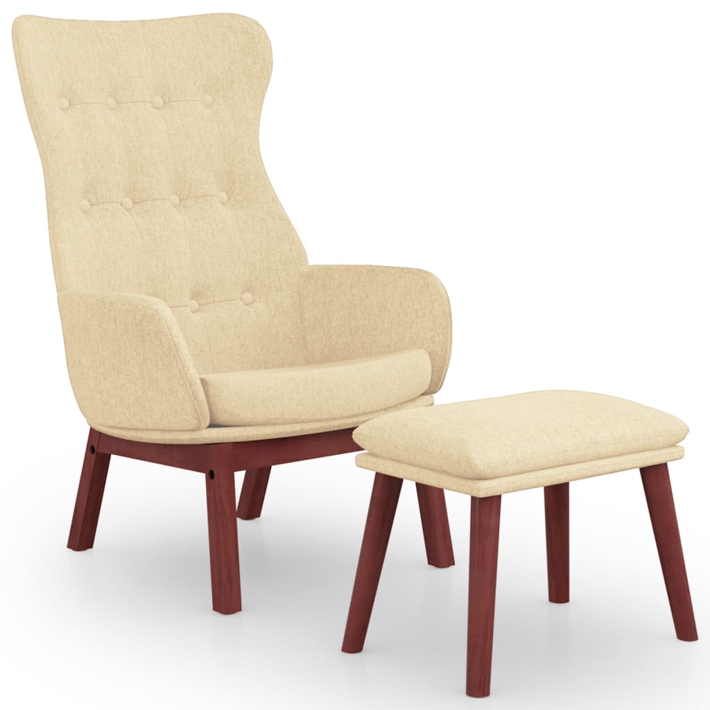 Relaxstoel met voetenbank stof crèmekleurig is nu te koop bij PeponiXL, paradijselijk wonen!
