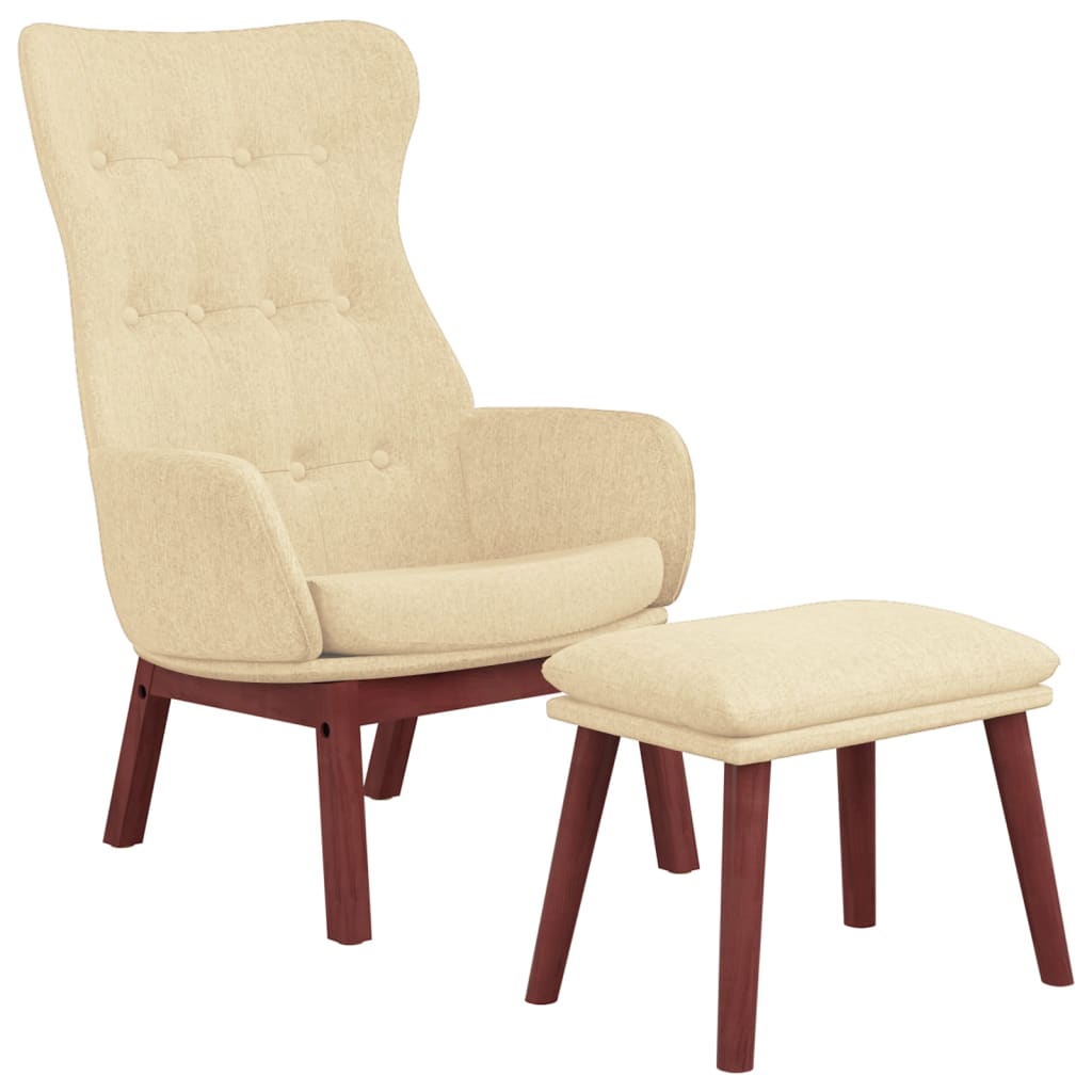 Relaxstoel met voetenbank stof crèmekleurig is nu te koop bij PeponiXL, paradijselijk wonen!