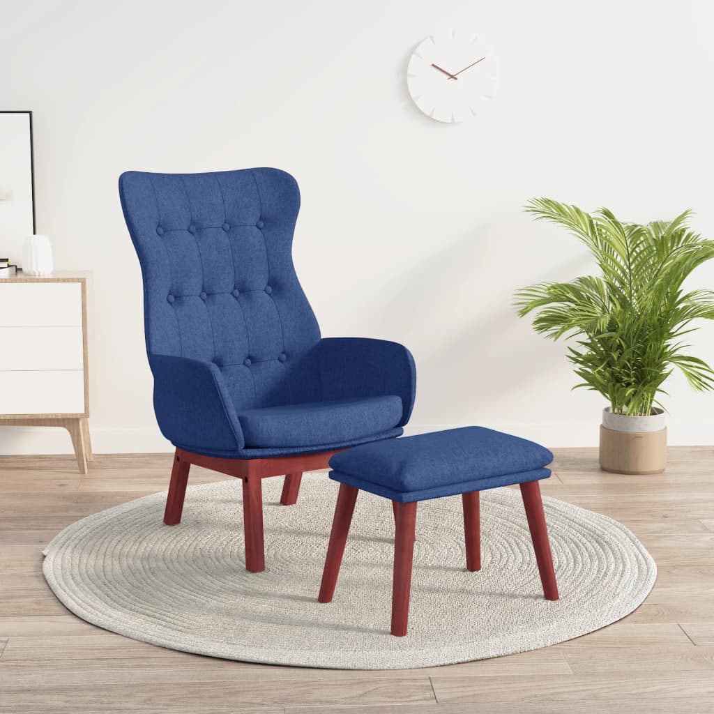 Relaxstoel met voetenbank stof blauw is nu te koop bij PeponiXL, paradijselijk wonen!