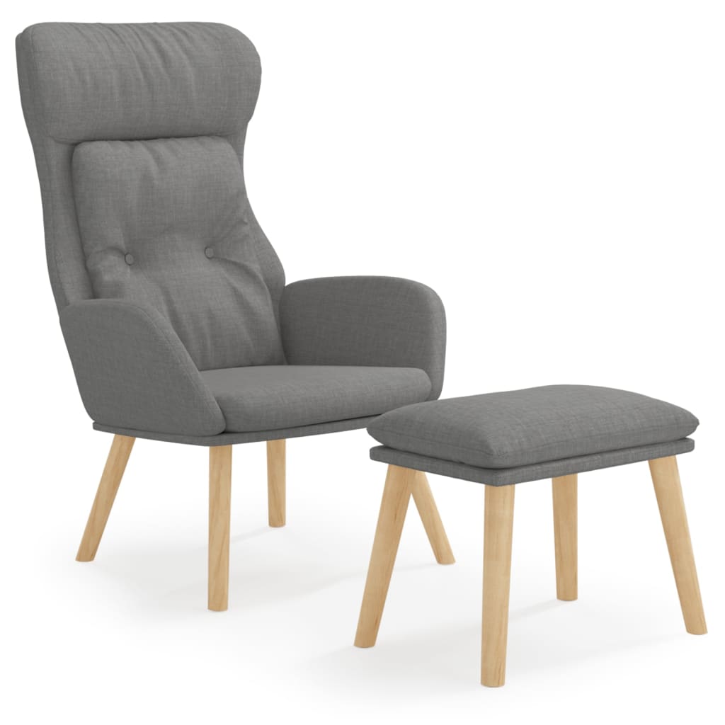 Relaxstoel met voetenbankje stof lichtgrijs is nu te koop bij PeponiXL, paradijselijk wonen!