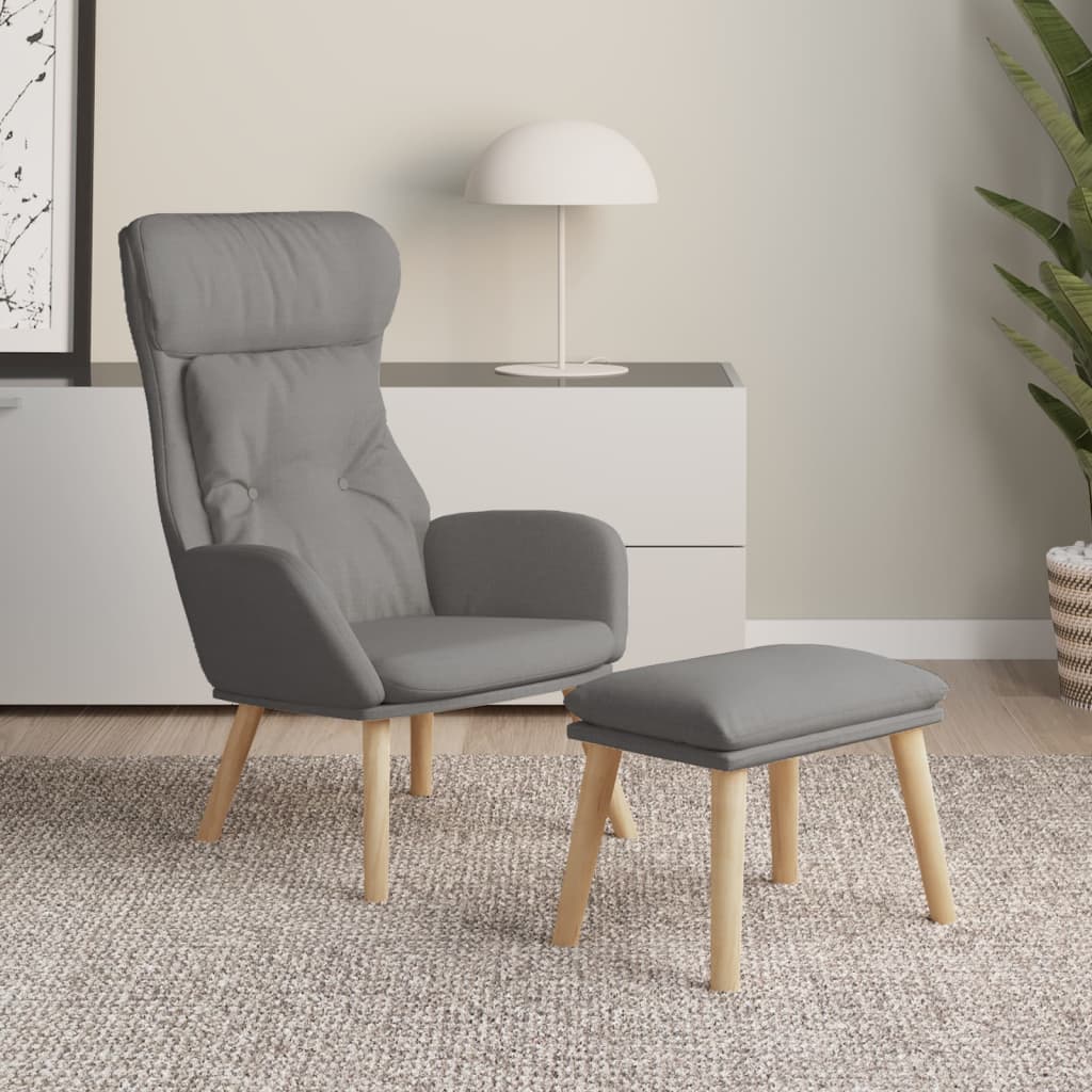 Relaxstoel met voetenbankje stof lichtgrijs is nu te koop bij PeponiXL, paradijselijk wonen!