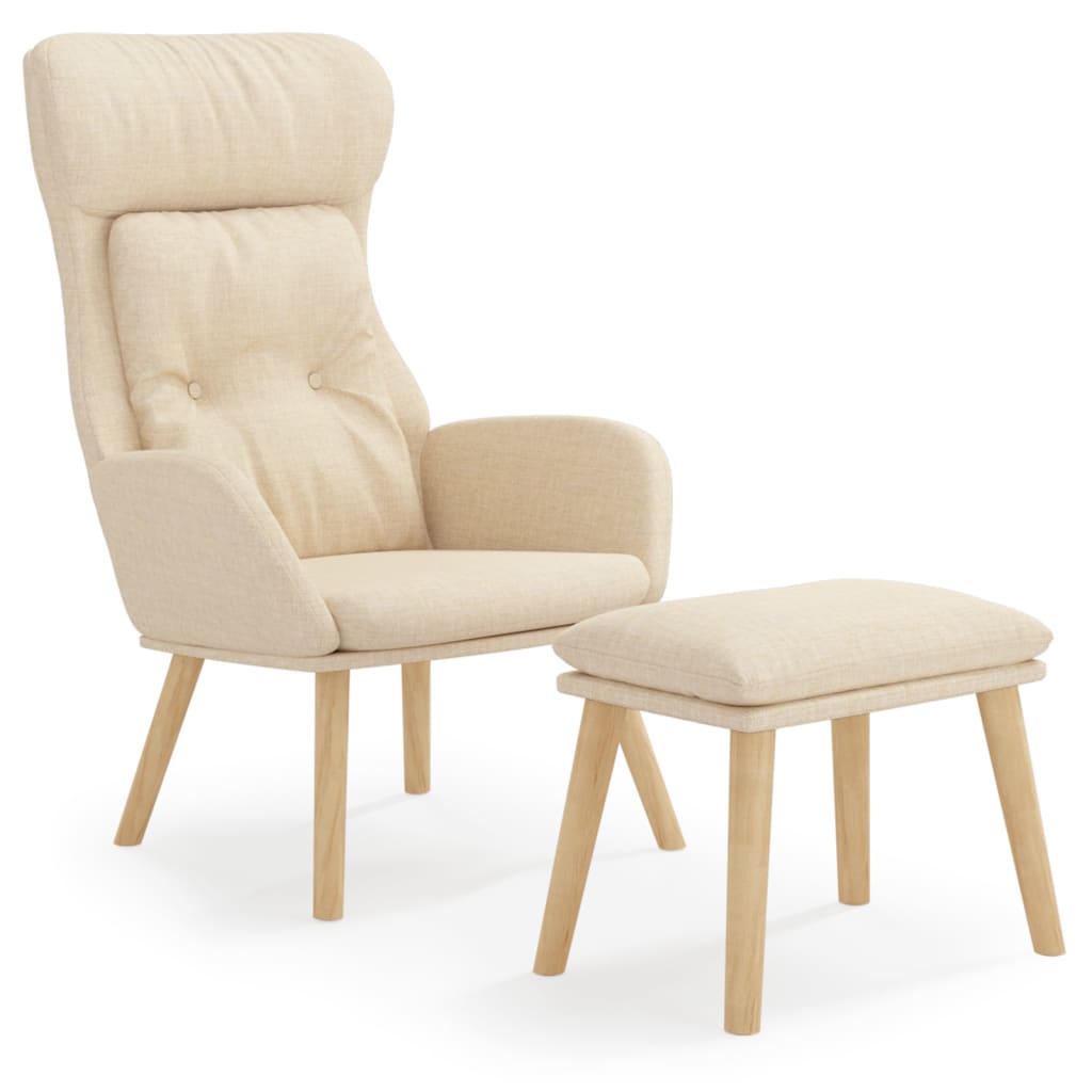 Relaxstoel met voetenbank stof crèmekleurig is nu te koop bij PeponiXL, paradijselijk wonen!