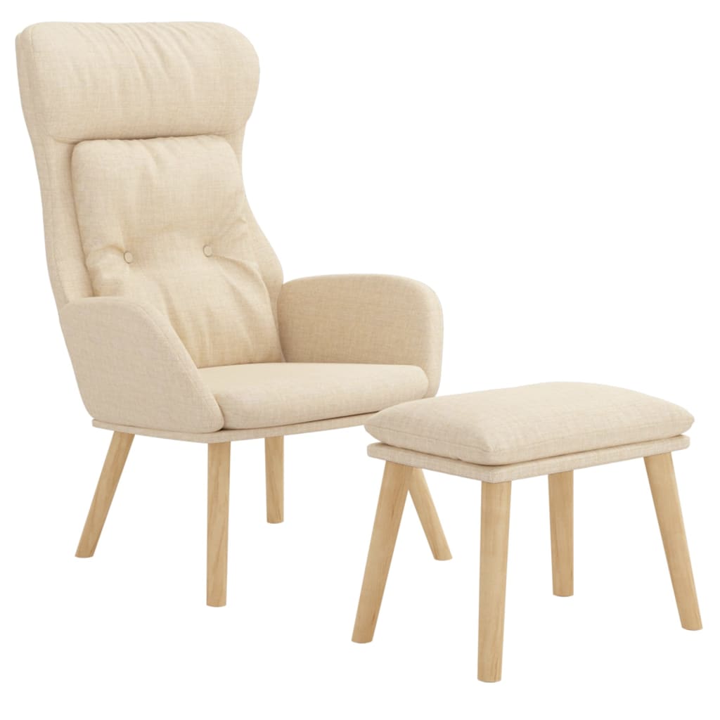 Relaxstoel met voetenbank stof crèmekleurig is nu te koop bij PeponiXL, paradijselijk wonen!