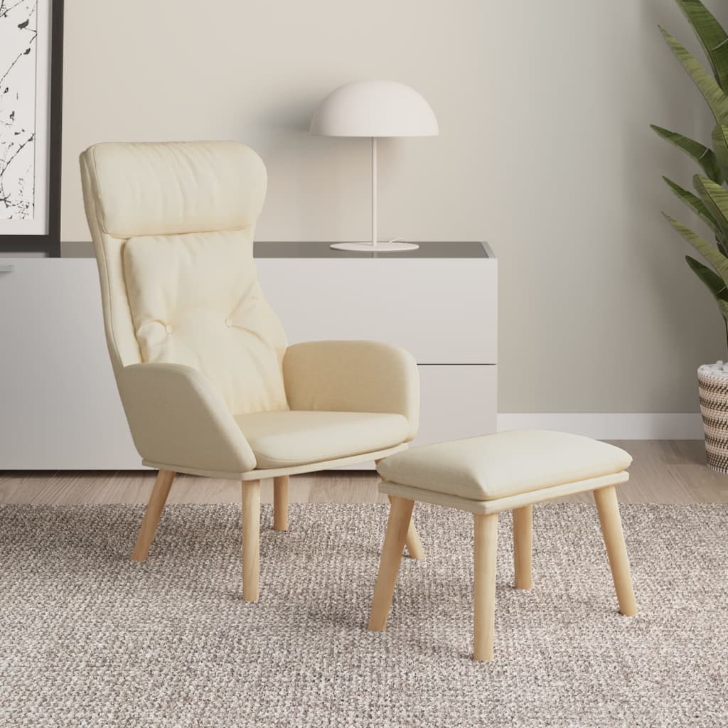 Relaxstoel met voetenbank stof crèmekleurig is nu te koop bij PeponiXL, paradijselijk wonen!