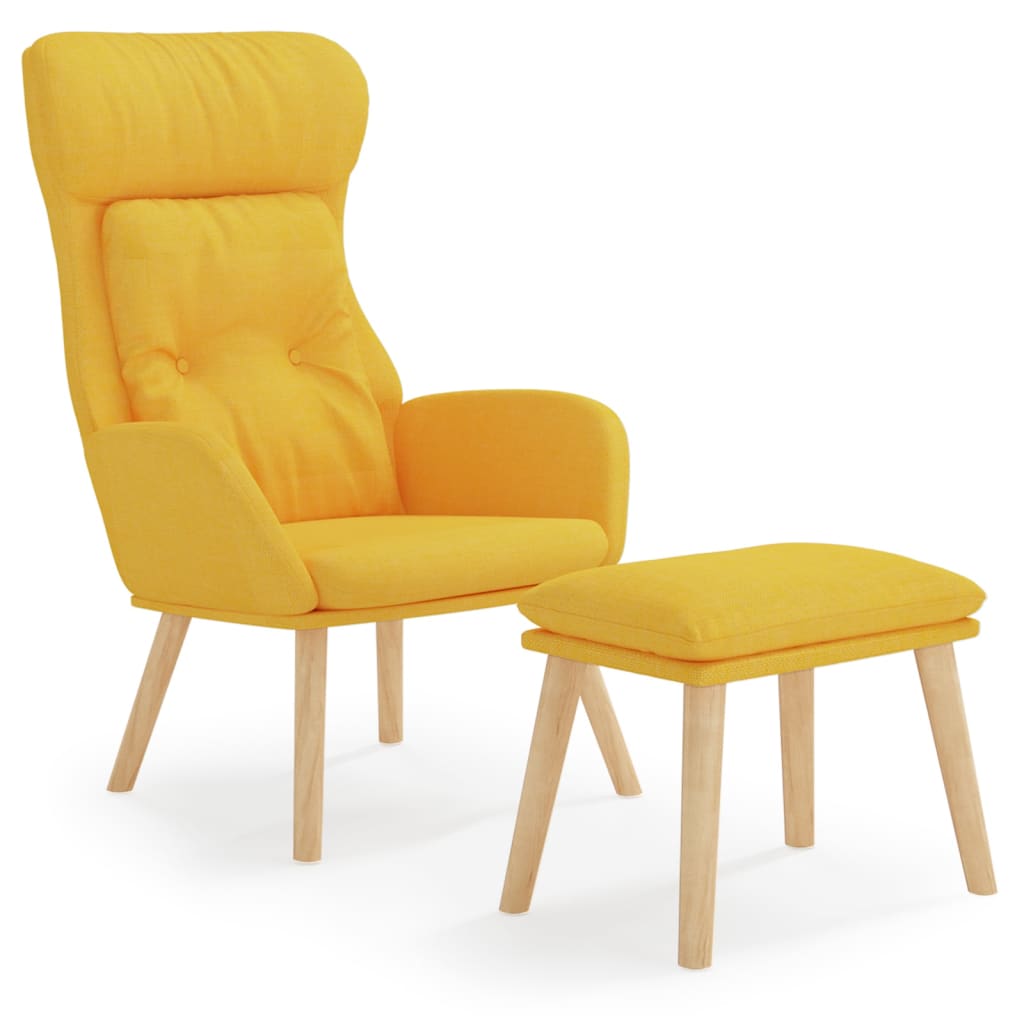 Relaxstoel met voetenbank stof mosterdgeel is nu te koop bij PeponiXL, paradijselijk wonen!