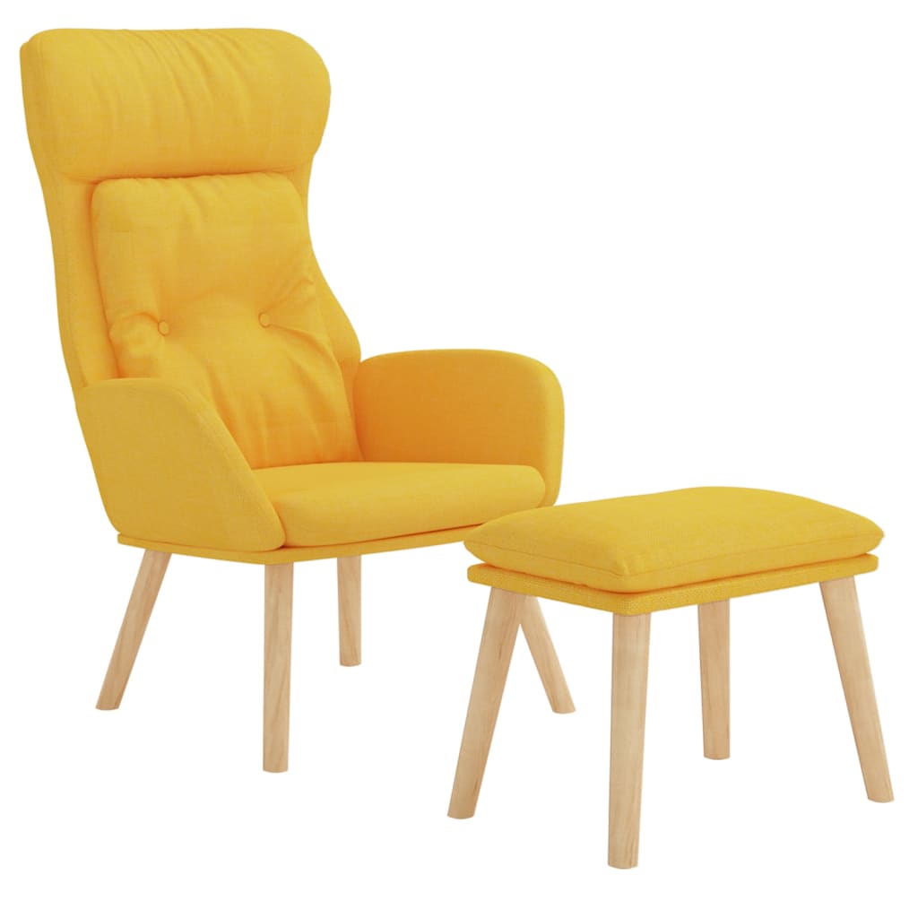Relaxstoel met voetenbank stof mosterdgeel is nu te koop bij PeponiXL, paradijselijk wonen!