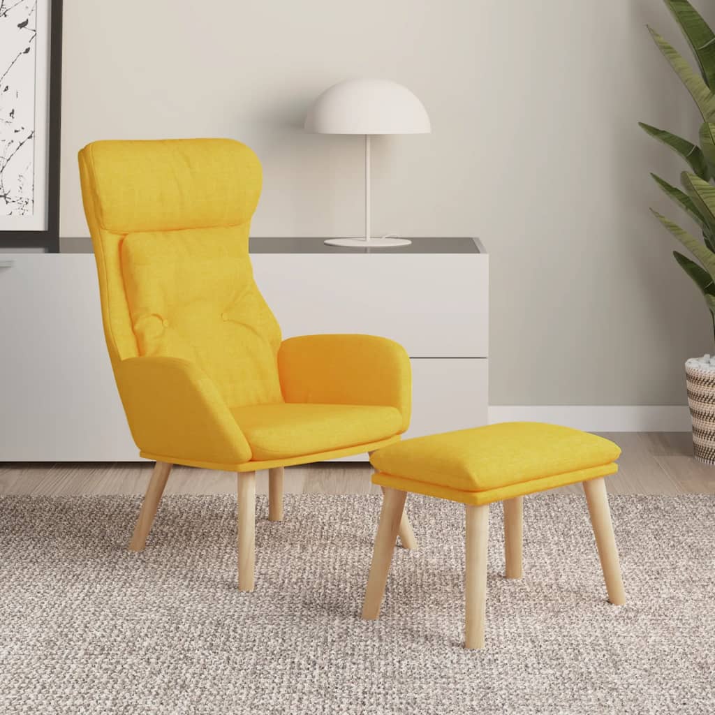Relaxstoel met voetenbank stof mosterdgeel is nu te koop bij PeponiXL, paradijselijk wonen!