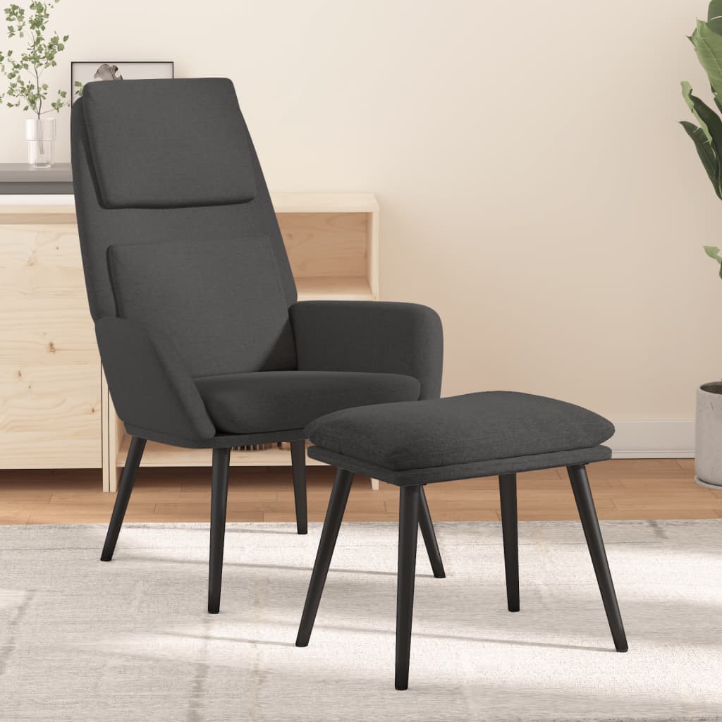 Relaxstoel met voetenbank stof donkergrijs is nu te koop bij PeponiXL, paradijselijk wonen!