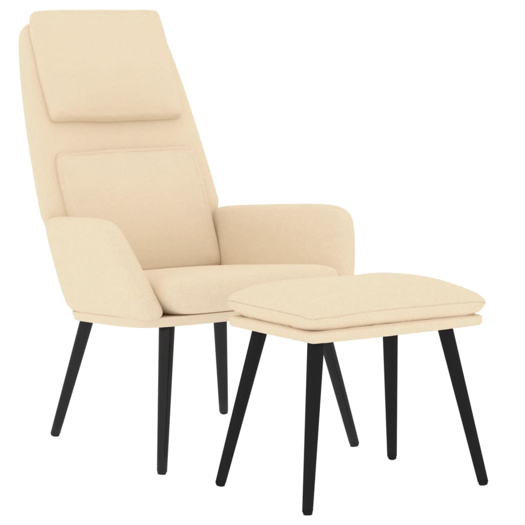 Relaxstoel met voetenbank stof crèmekleurig is nu te koop bij PeponiXL, paradijselijk wonen!