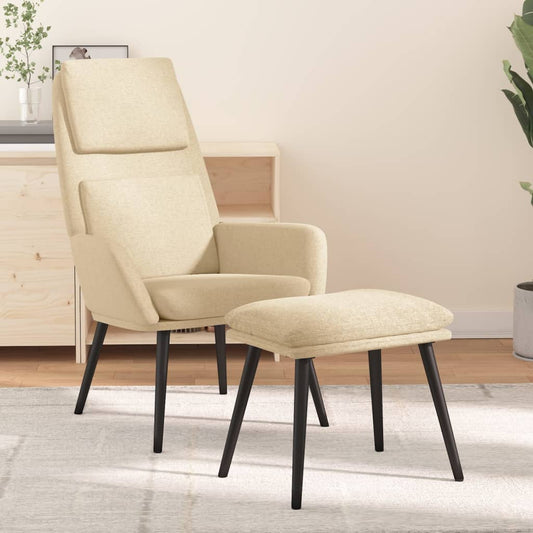Relaxstoel met voetenbank stof crèmekleurig is nu te koop bij PeponiXL, paradijselijk wonen!