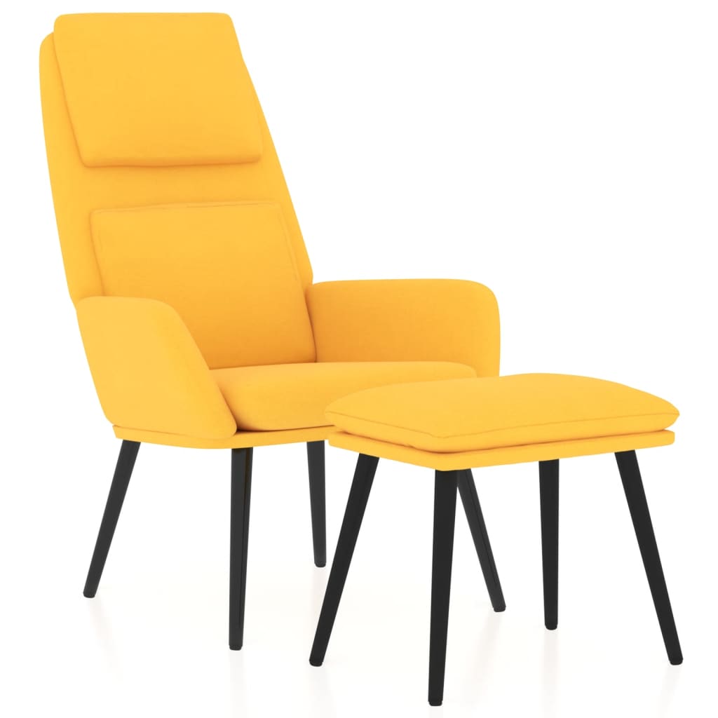 Relaxstoel met voetenbank stof mosterdgeel is nu te koop bij PeponiXL, paradijselijk wonen!