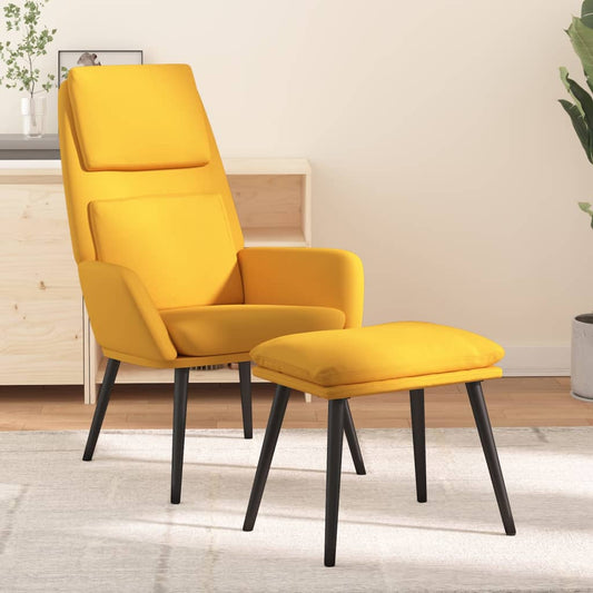 Relaxstoel met voetenbank stof mosterdgeel is nu te koop bij PeponiXL, paradijselijk wonen!